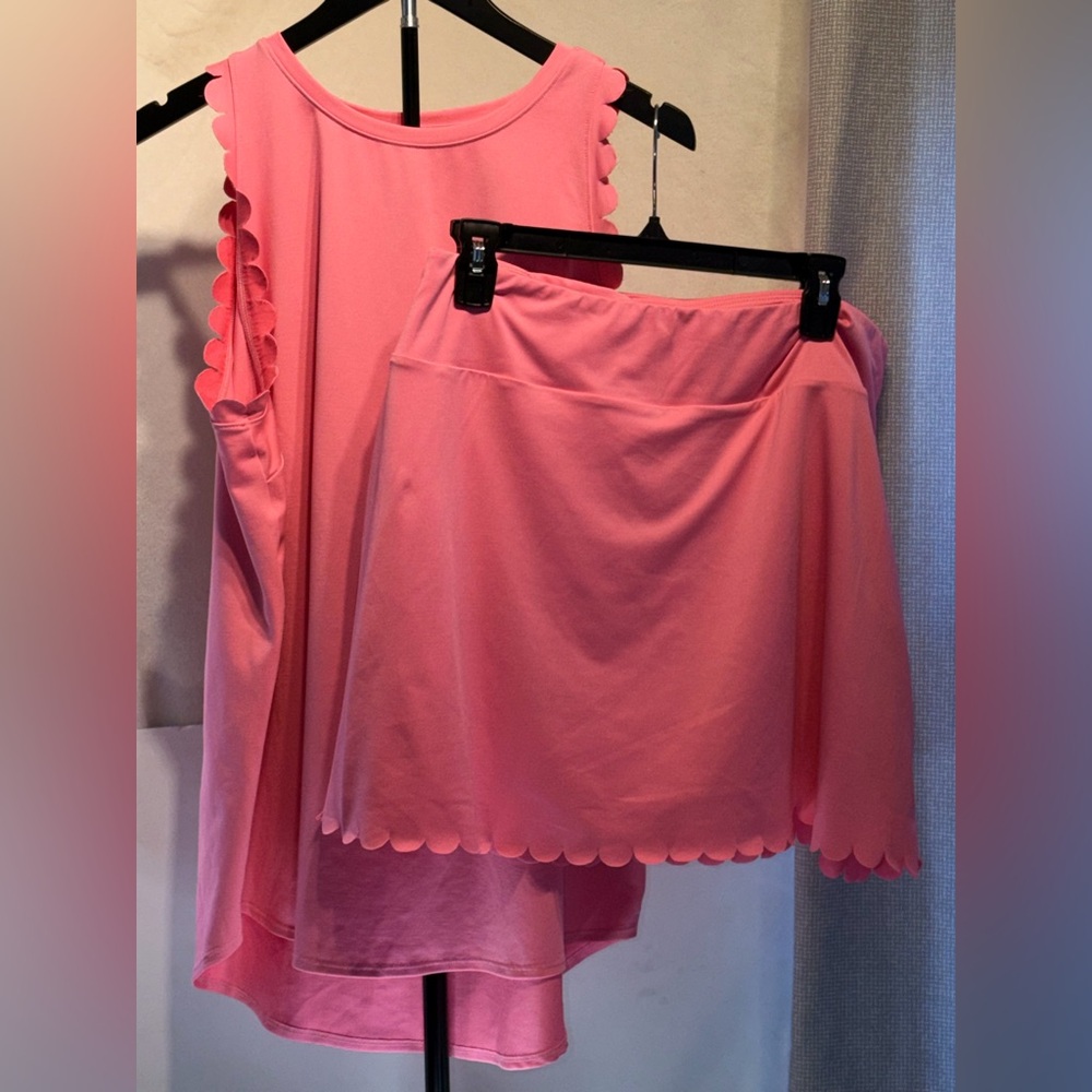 crown & ivy Pink Scallop-Edge Skort and Top Matching Set